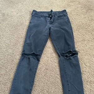 American Eagle Outfitters Black Ripped Knee Skinny Jeans